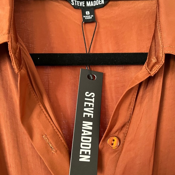 Steve Madden NWT Brown Button Front Midi Dress Size 8 - Picture 5 of 6